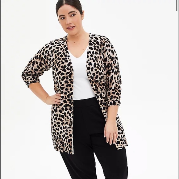 NWT Torrid Leopard Slub Boyfriend Cardigan 5X - Picture 3 of 7